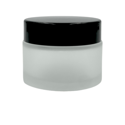 POTE VIDRIO EMPAVONADO TAPA PLÁSTICA NEGRA 50ml -B